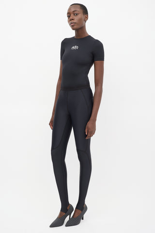 Balenciaga Black Logo Waist Stirrup Leggings