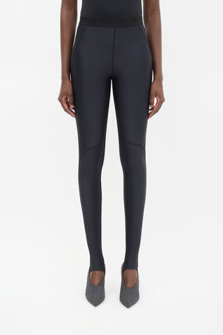 Balenciaga Black Logo Waist Stirrup Leggings