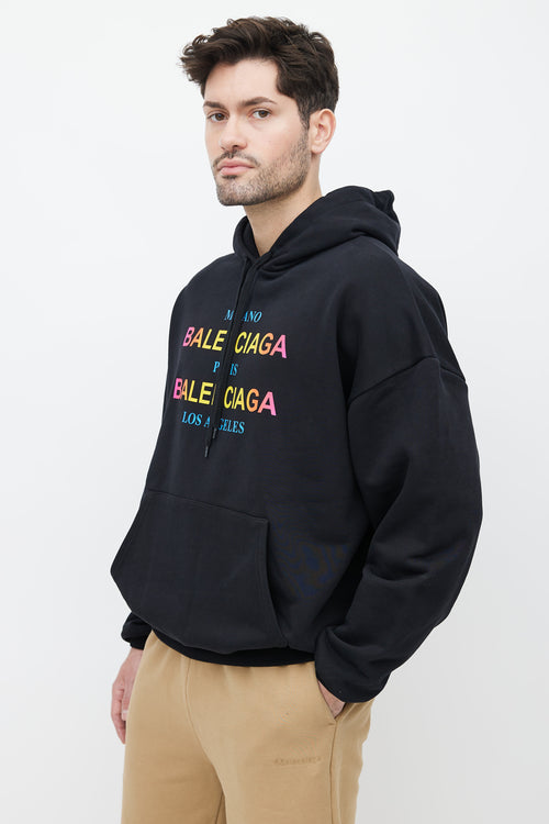 Balenciaga Black & Multicolour City Logo Hoodie