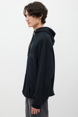 Balenciaga Black & Multicolour Embroidered Logo Hoodie