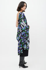 Balenciaga Black & Multicolour Floral Silk Scarf