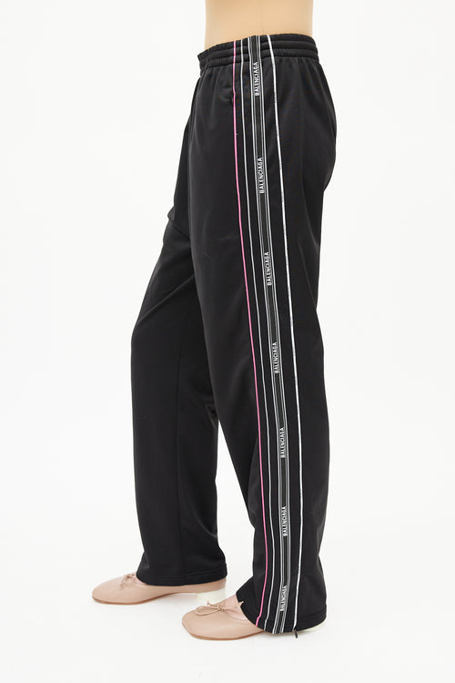Balenciaga Black & Multicolour Logo Track Pant