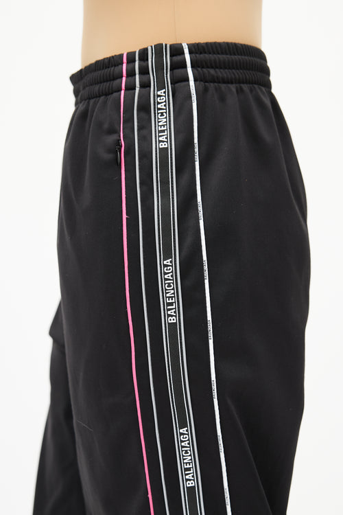 Balenciaga Black & Multicolour Logo Track Pant