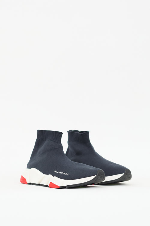 Balenciaga Black & Red Speed Knit Sneaker