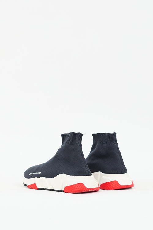 Balenciaga Black & Red Speed Knit Sneaker