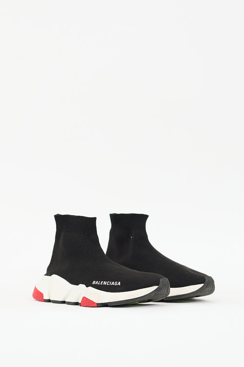 Balenciaga Black & Red Speed Knit Sneaker