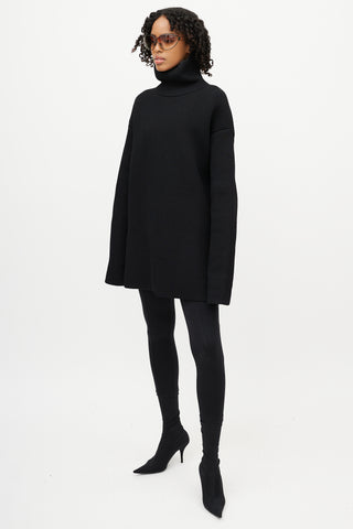 Balenciaga Black Thick Ribbed Mini Dress