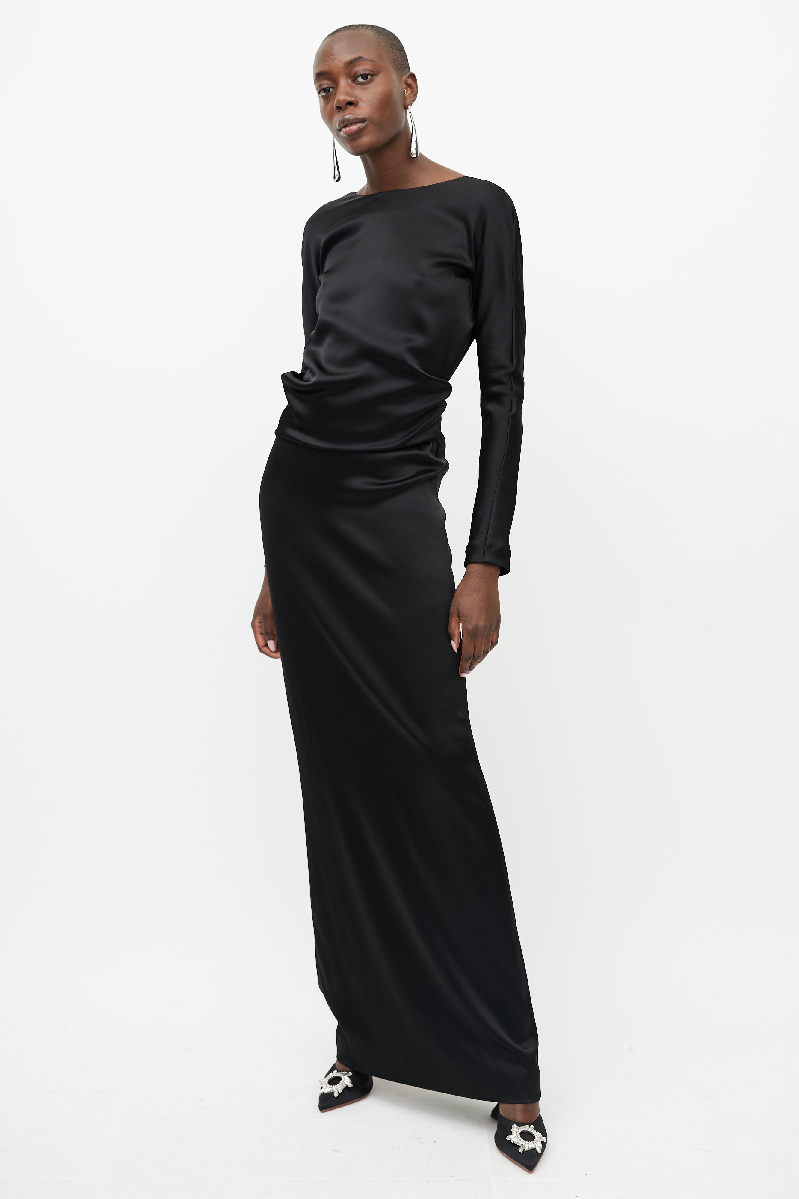 Balenciaga // Black Satin Backless Bow Dress – VSP Consignment