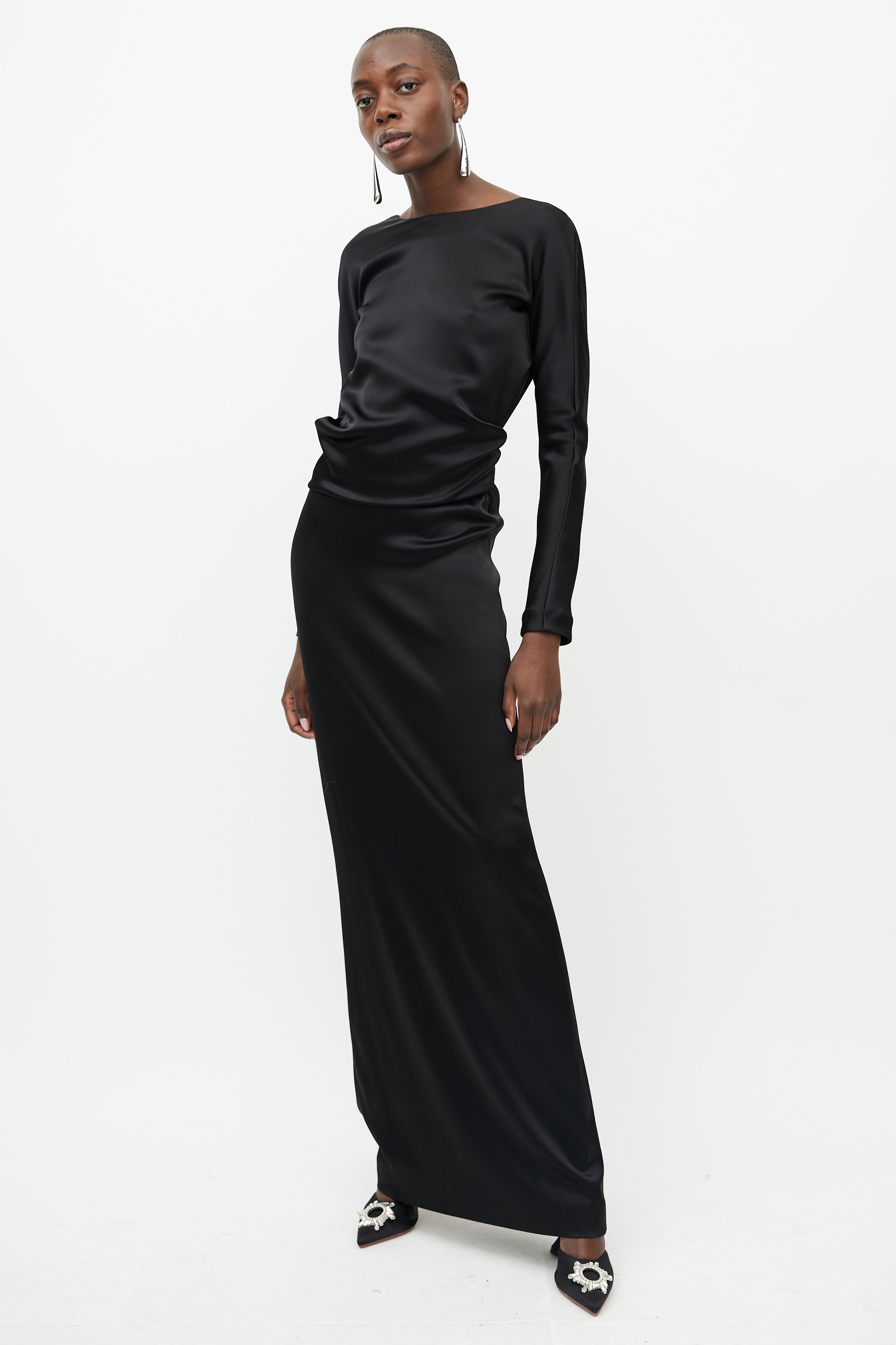 Balenciaga // Black Satin Backless Bow Dress VSP Consignment Balenciaga // Black Satin Backless Bow Dress VSP Consignment