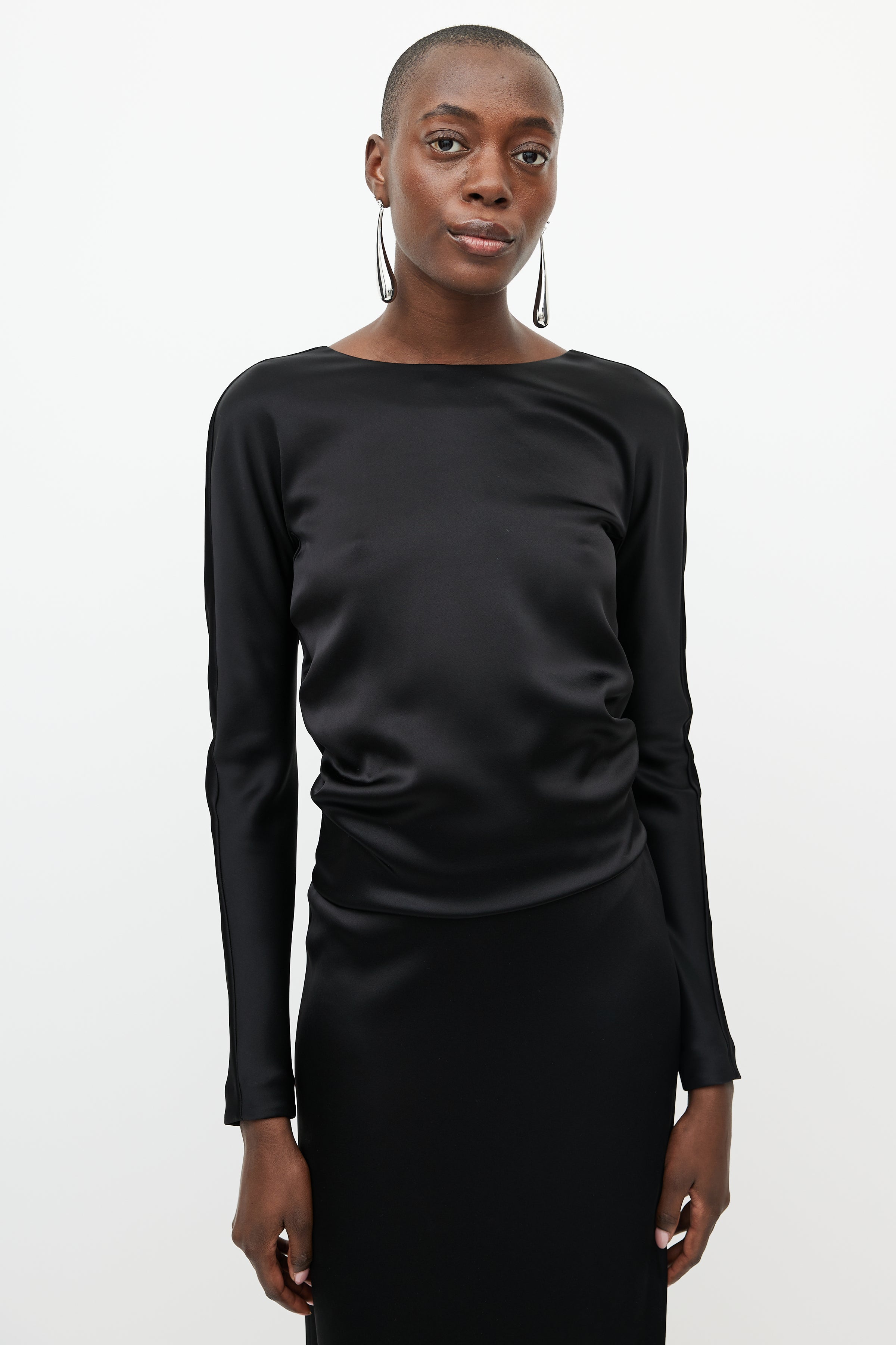 Balenciaga // Black Satin Backless Bow Dress VSP Consignment Balenciaga // Black Satin Backless Bow Dress VSP Consignment
