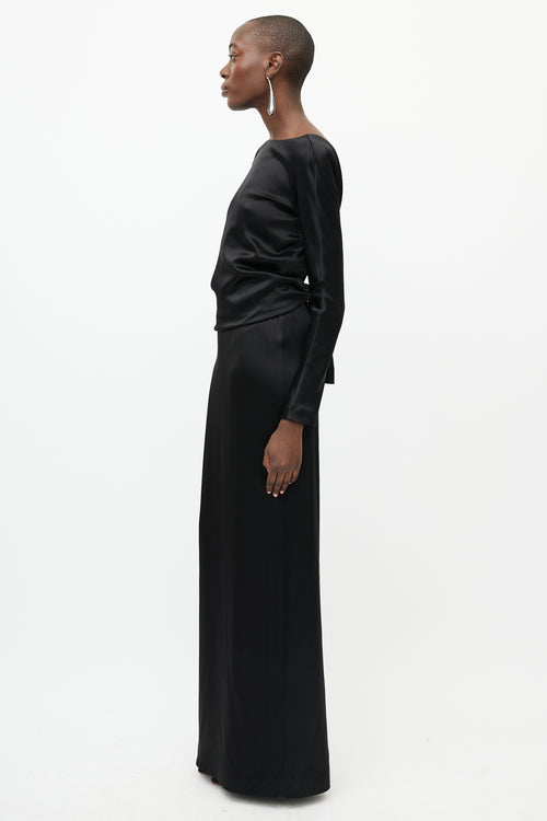 Balenciaga Black Satin Backless Bow Dress