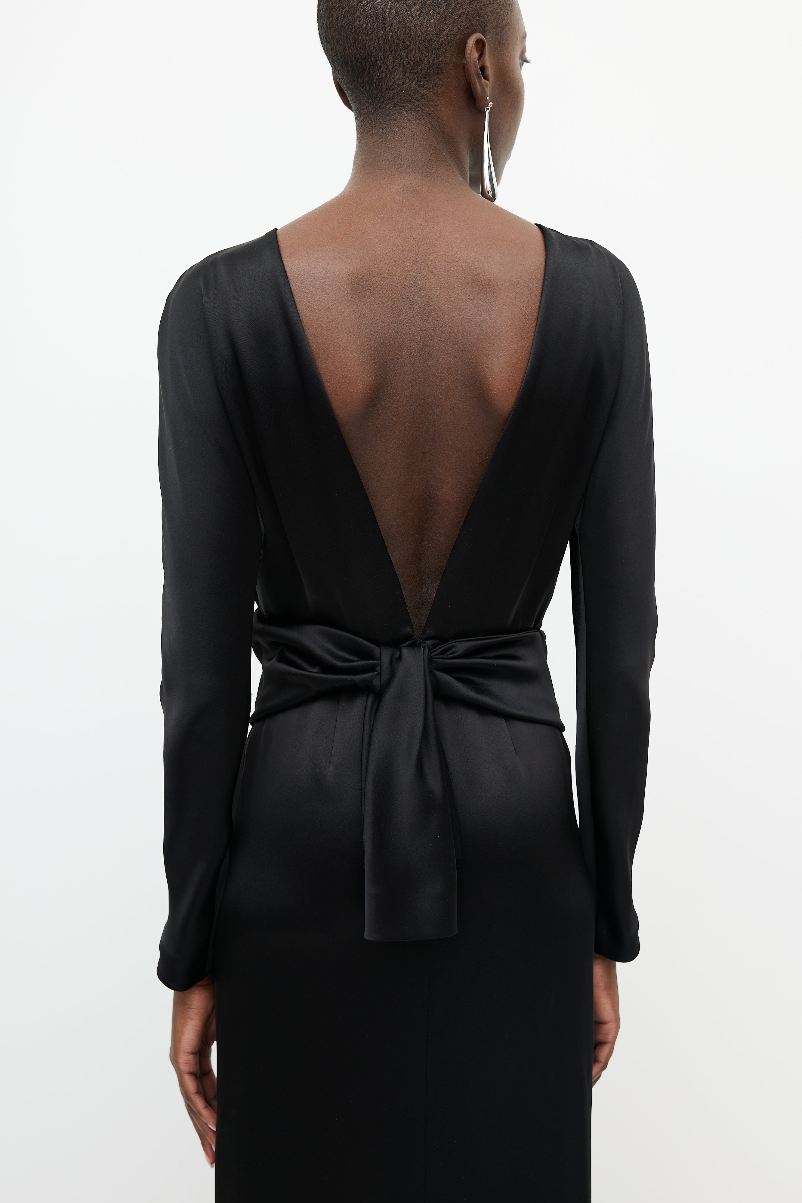 Balenciaga // Black Satin Backless Bow Dress VSP Consignment Balenciaga // Black Satin Backless Bow Dress VSP Consignment
