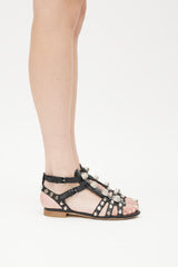 Balenciaga Black & Silver Leather Arena Sandal