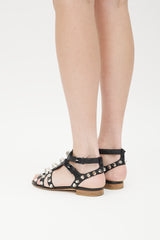 Balenciaga Black & Silver Leather Arena Sandal