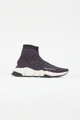 Balenciaga Black & Silver Metallic Knit Speed Sneaker