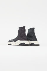 Balenciaga Black & Silver Metallic Knit Speed Sneaker