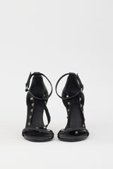 Balenciaga Black & Silver Studded Leather Wedge Heel