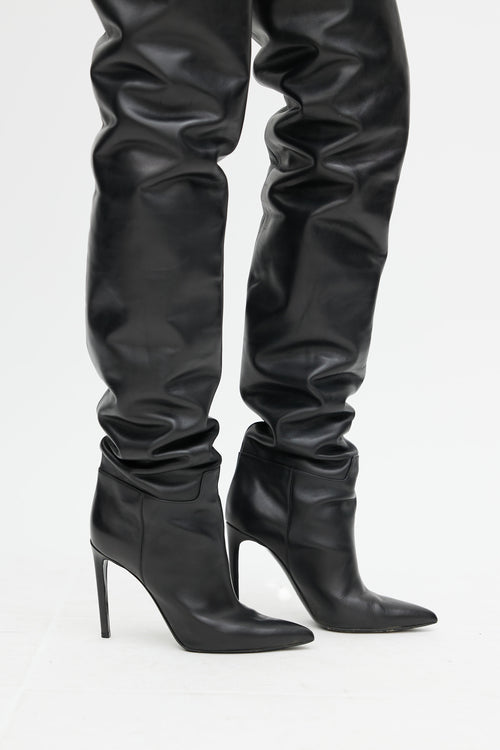 Balenciaga Black Leather Over The Knee Boot