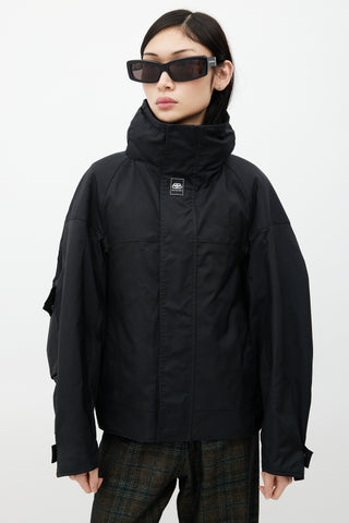 Balenciaga Black Upside Down Technical Hooded Jacket