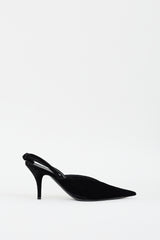 Balenciaga Black Velvet Bow Slingback Pump