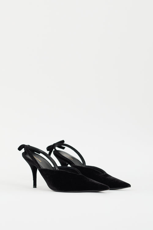 Balenciaga Black Velvet Bow Slingback Pump