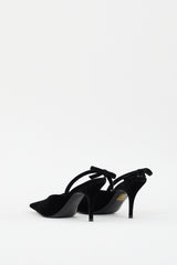 Balenciaga Black Velvet Bow Slingback Pump