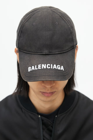 Balenciaga Black Brim Logo Hat