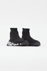 Balenciaga Black & White Knit Logo Speed Sneaker