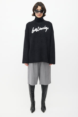 Balenciaga Black & White Knit Logo Sweater