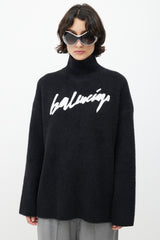 Balenciaga Black & White Knit Logo Sweater