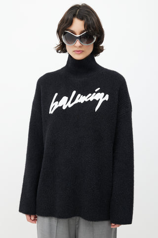 Balenciaga Black & White Knit Logo Sweater