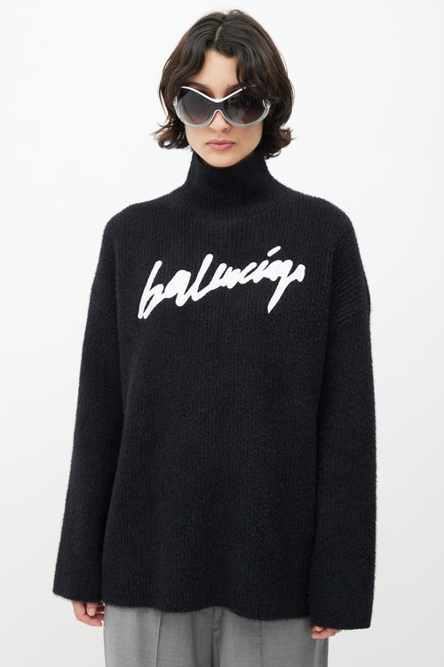 Balenciaga Black & White Knit Logo Sweater
