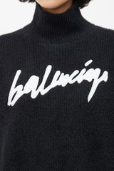 Balenciaga Black & White Knit Logo Sweater