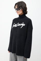Balenciaga Black & White Knit Logo Sweater