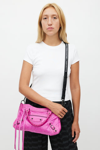 Balenciaga Black & White Logo Bag Strap