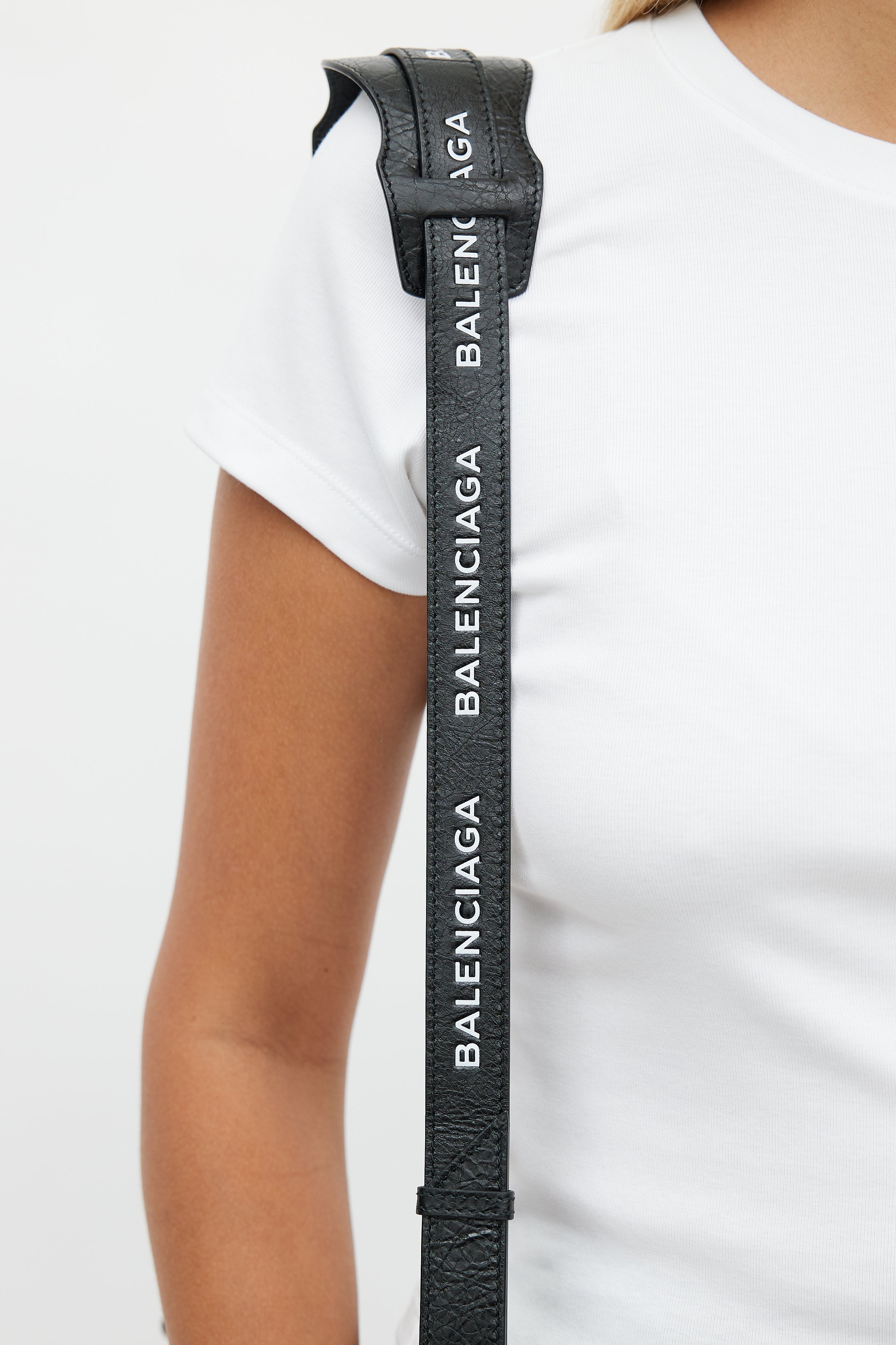 Balenciaga // Black & White Logo Bag Strap – VSP Consignment