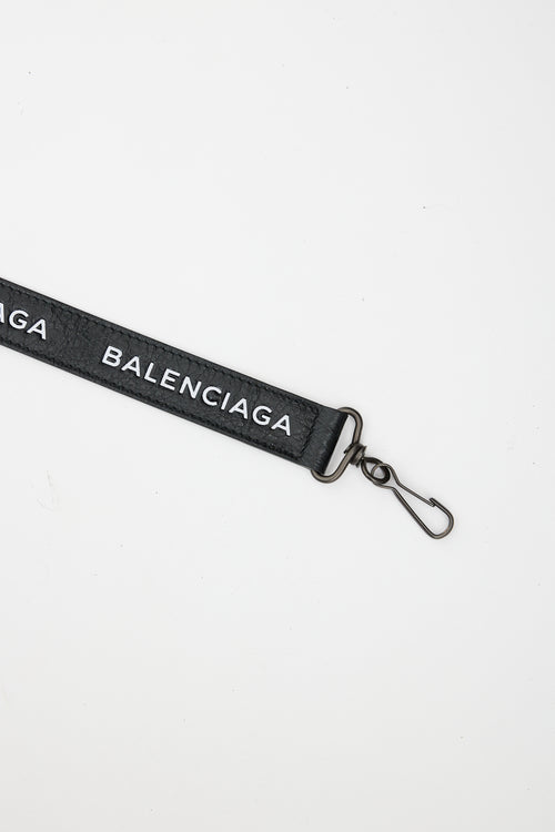 Balenciaga Black & White Logo Bag Strap