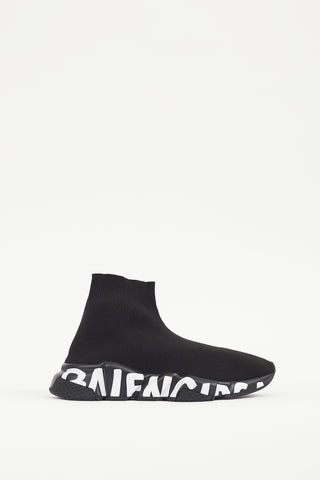 Balenciaga Black & White Logo Speed Knit Sneaker