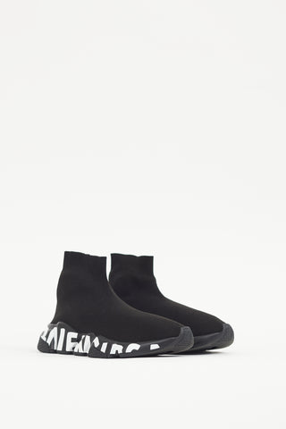 Balenciaga Black & White Logo Speed Knit Sneaker