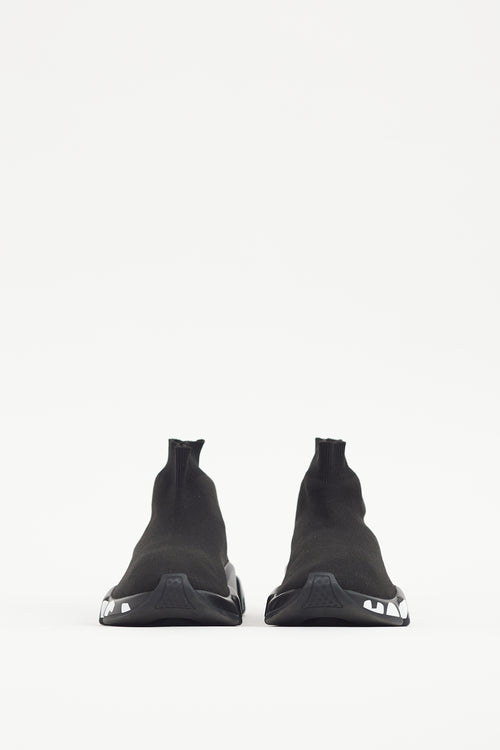 Balenciaga Black & White Logo Speed Knit Sneaker