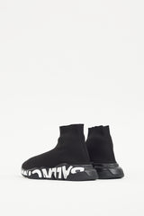 Balenciaga Black & White Logo Speed Knit Sneaker