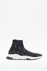 Balenciaga Black & White Logo Speed Knit Sneaker