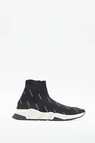 Balenciaga Black & White Logo Speed Knit Sneaker