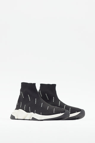 Balenciaga Black & White Logo Speed Knit Sneaker