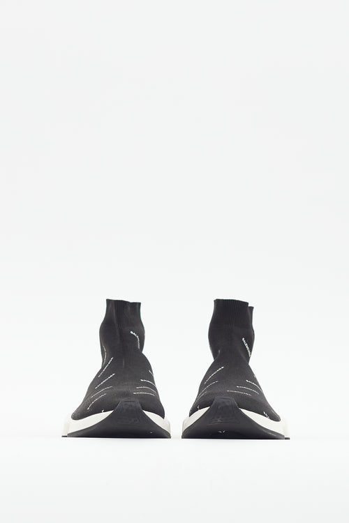 Balenciaga Black & White Logo Speed Knit Sneaker