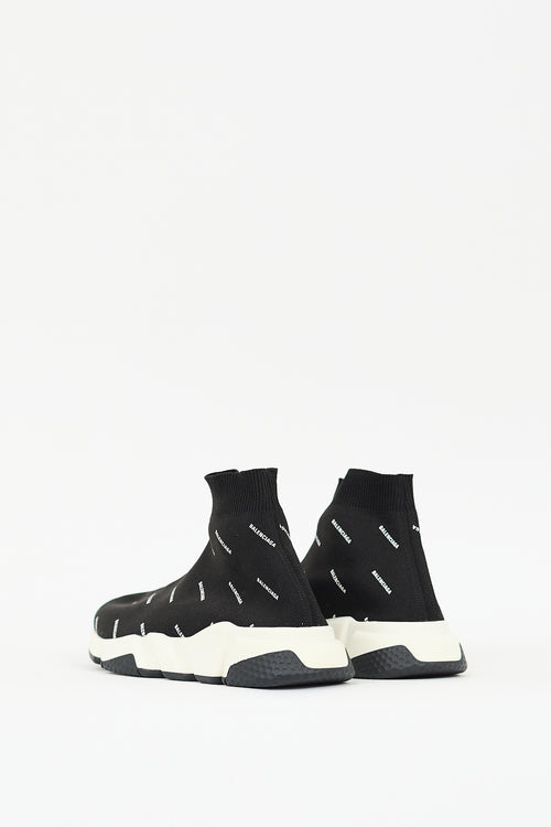 Balenciaga Black & White Monogram Speed Knit Sneaker