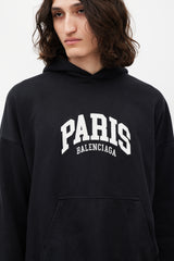 Balenciaga Black & White Paris Logo Hoodie
