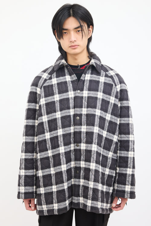 Balenciaga Black & White Quilted Plaid Jacket