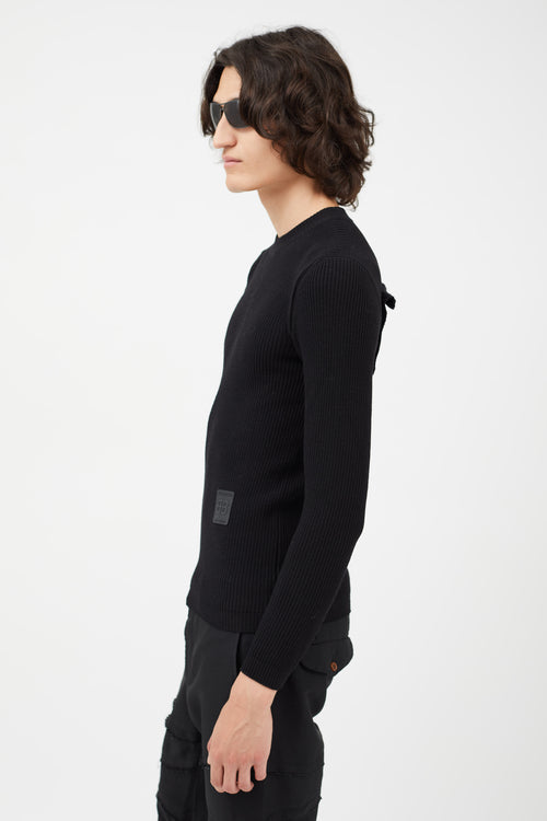 Balenciaga Black & White Ribbed Logo Knit Top