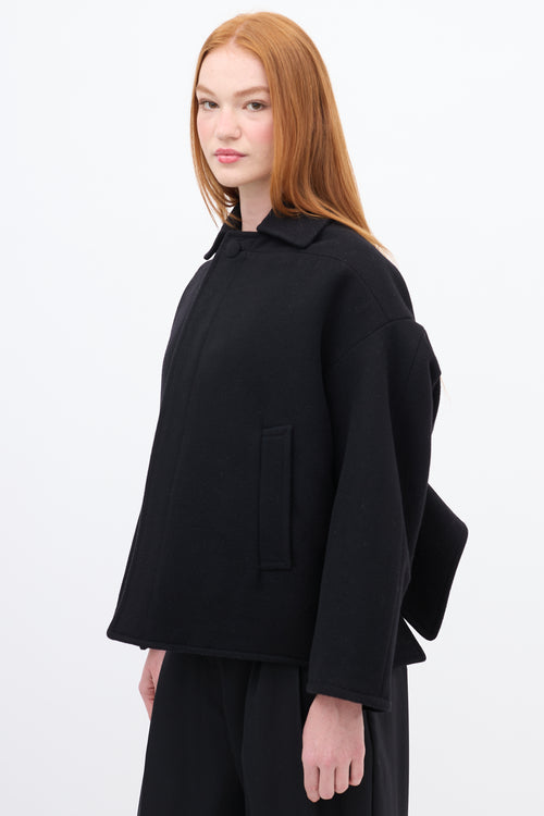 Balenciaga Black Wool & Cashmere Upside Down Pea Coat